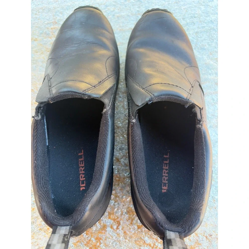 Merrell Mens Jungle Moc Waterproof Black Leather Slip On Shoes J597913Z Size 8.5